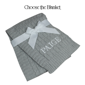 Embroidered Cable Knit Blanket